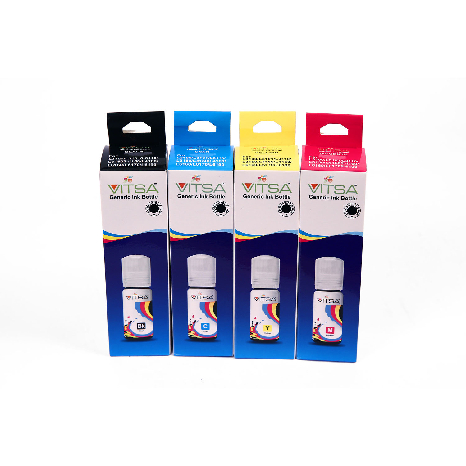 Vitsa 001 003 Compatible For Epson Printers L5190 , L3150 , L3110 , L1110 , L4150 , L6170 , L4160 , L6190 , L6160 (Set Of 4 Color)