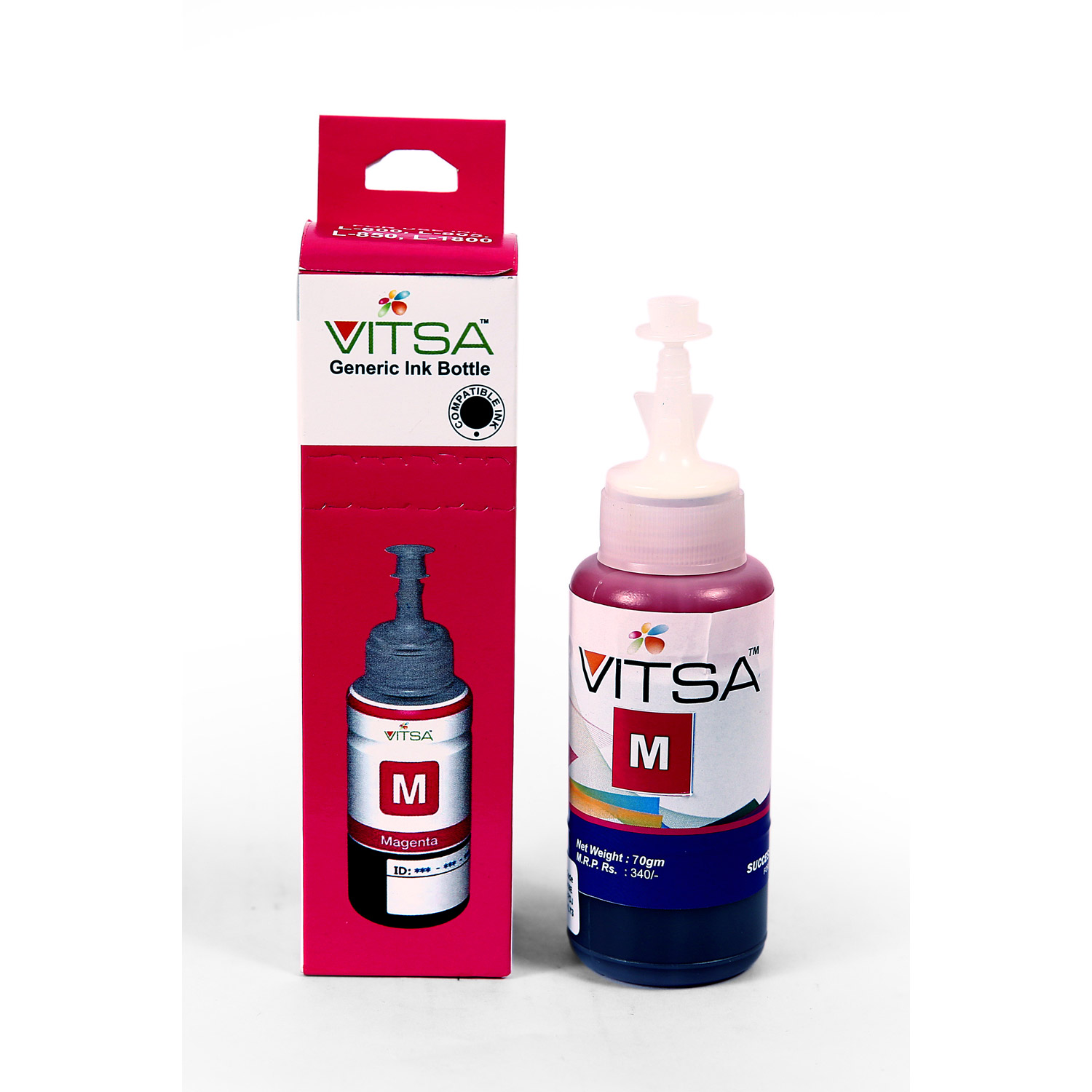 Vitsa T673 / 673 Compatible For Epson Printers L801, L805, L1800, L800, L810, L850 (Magenta)