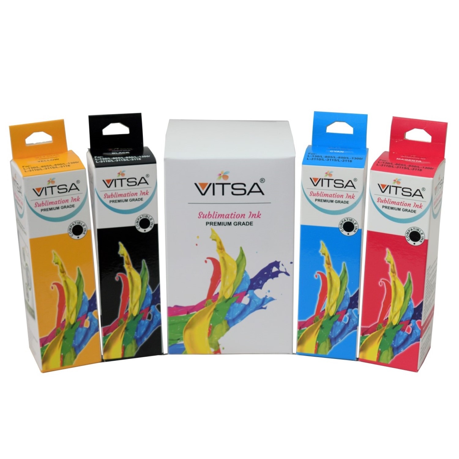 Vitsa Sublimation Ink For Epson - Heat Transfer Printing On Mugs, Mobile Cases, Polyester T-Shirts Etc For Use With Epson 4 Color Printers -70Ml Bottle Each