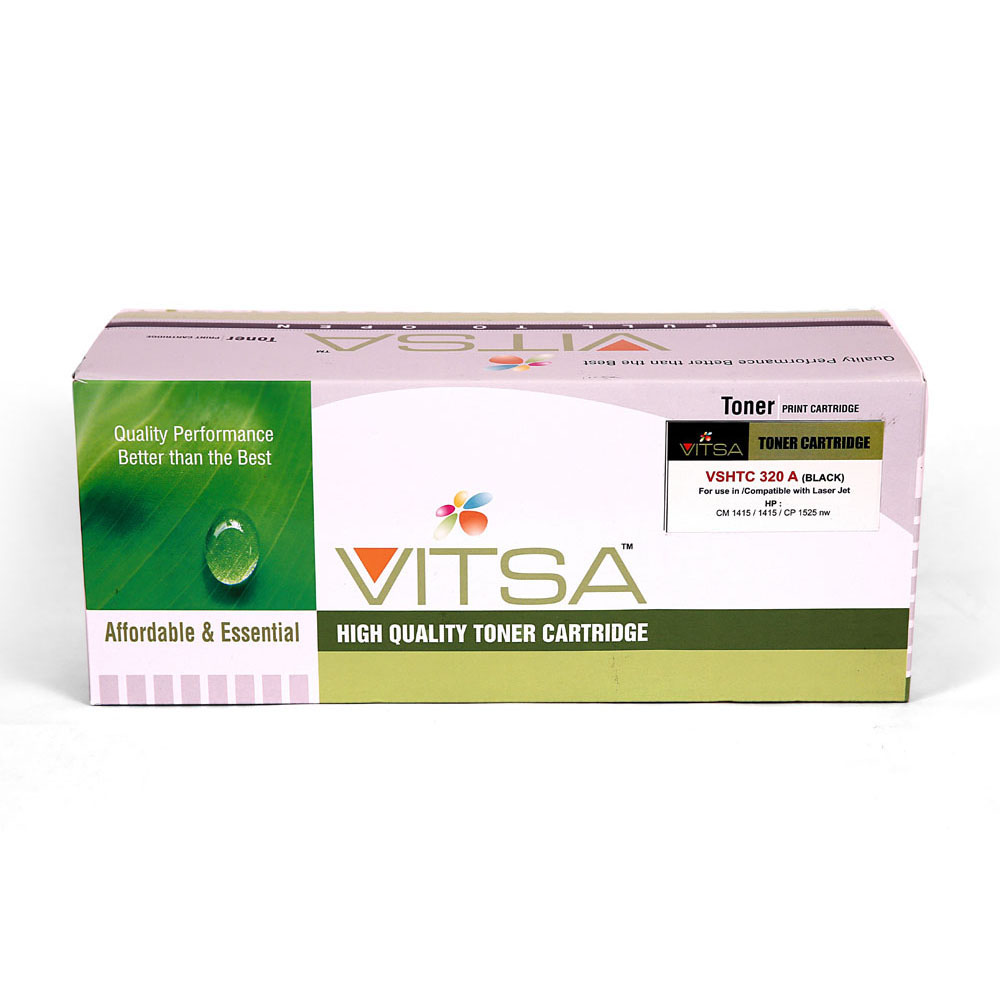Vitsa 128A / Ce320A Black Toner Cartridge Compatible For   Hp Laser Jet Pro Color  Cm1415 Mfp   /  1415Fnw  /  Cp1525 Printer