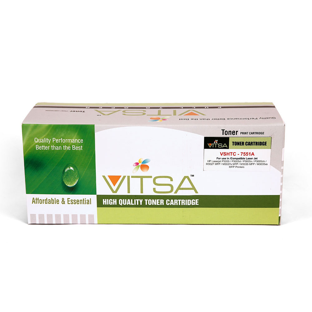 Vitsa 51A / Q7551A / 7551A  Toner Cartridge Compatible For Hp Laserjet P3005 / P3005D / P3005N / P3005Dn / M3027 Mfp / M3027X Mfp / M3035 Mfp / M3035Xs Mfp